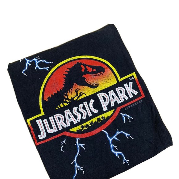 Rare Vintage Jurassic Park lightning T-shirt 1992 Size Adult XL Kanye AOP TAG - Picture 9 of 12